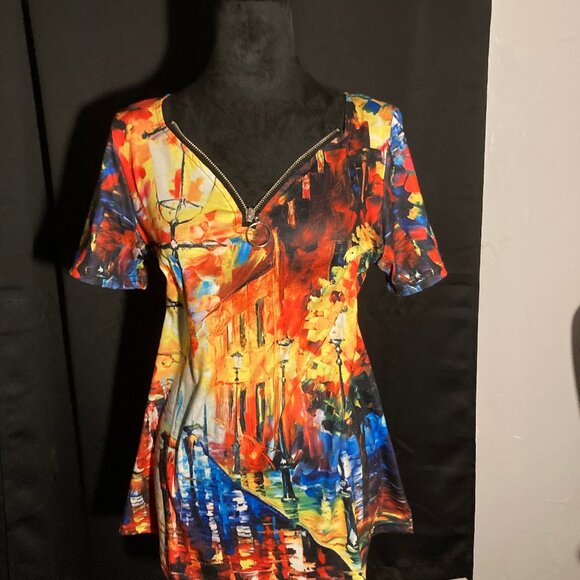 Tumu Colorful S/M Short Sleeve Top - Picture 1 of 3